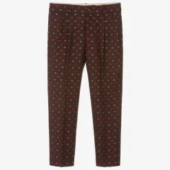 Boys Brown GG Wool Trousers