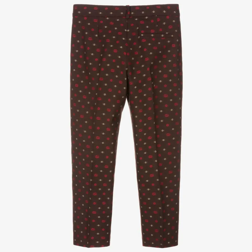 Boys Brown GG Wool Trousers