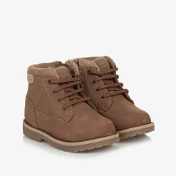 Boys Brown Leather Lace-Up Boots