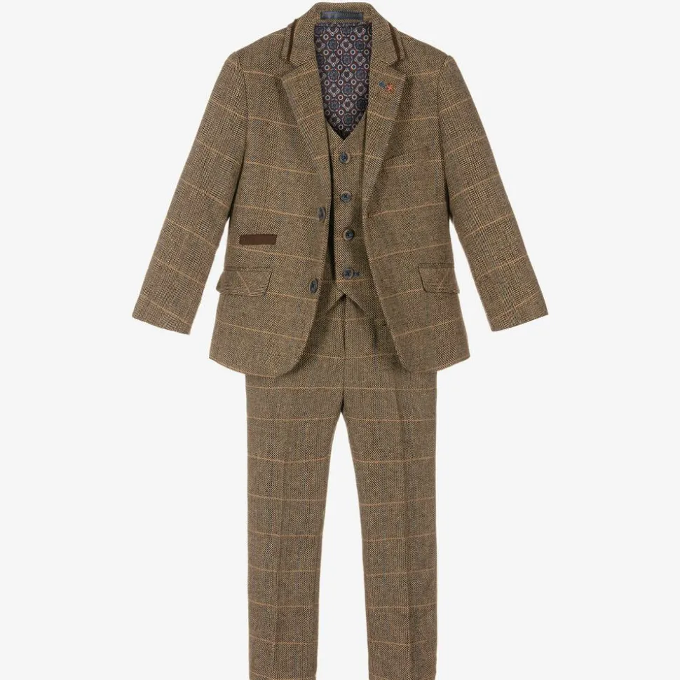 Boys Brown Tweed Albert Suit