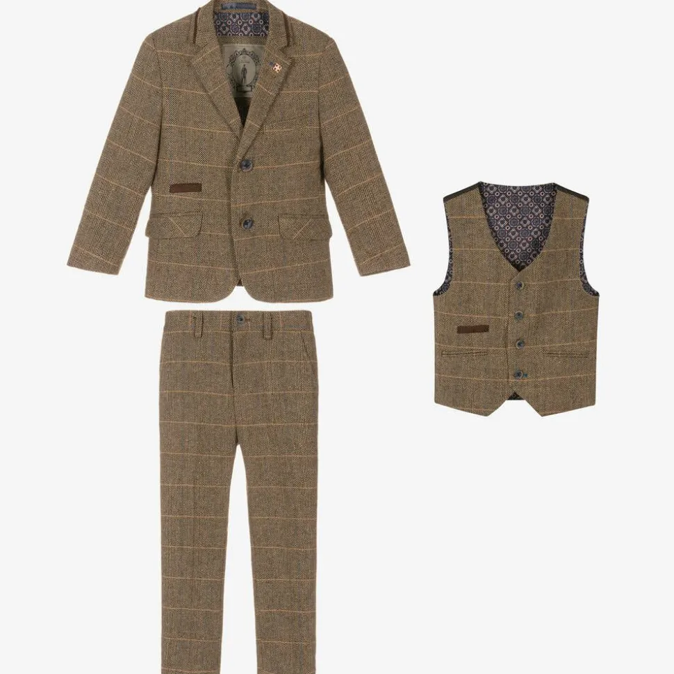 Boys Brown Tweed Albert Suit
