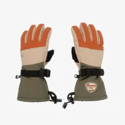 Boys Green & Orange Padded Ski Gloves