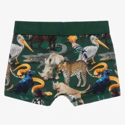 Boys Green Cotton Animal Boxers (2 Pack)