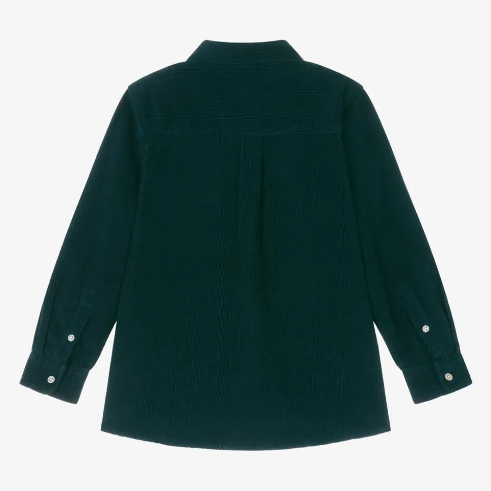 Boys Green Cotton Corduroy Shirt