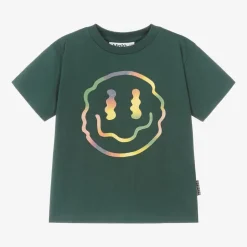 Boys Green Cotton Happy Face T-Shirt