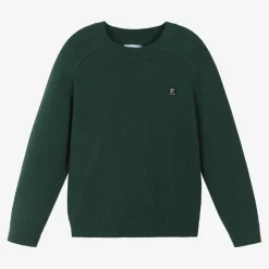 Boys Green Cotton Knit Sweater