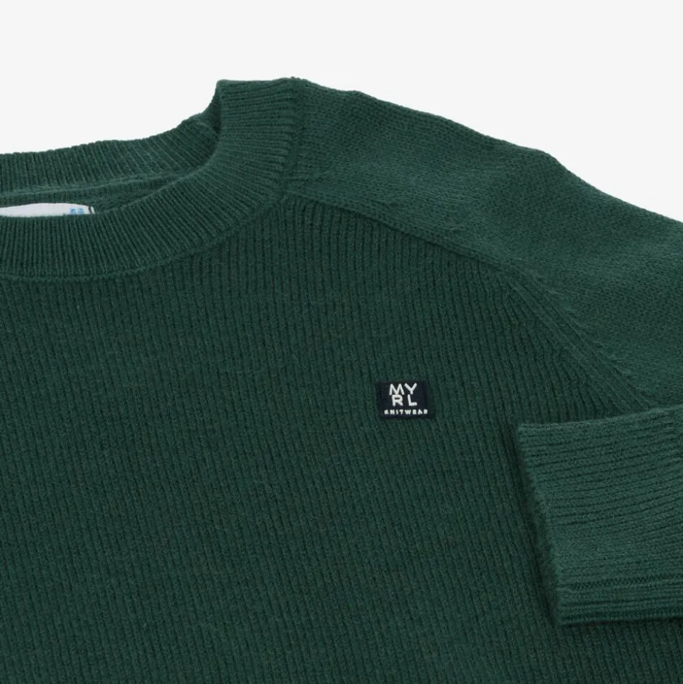 Boys Green Cotton Knit Sweater