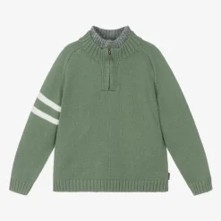 Boys Green Half Zip Knitted Sweater