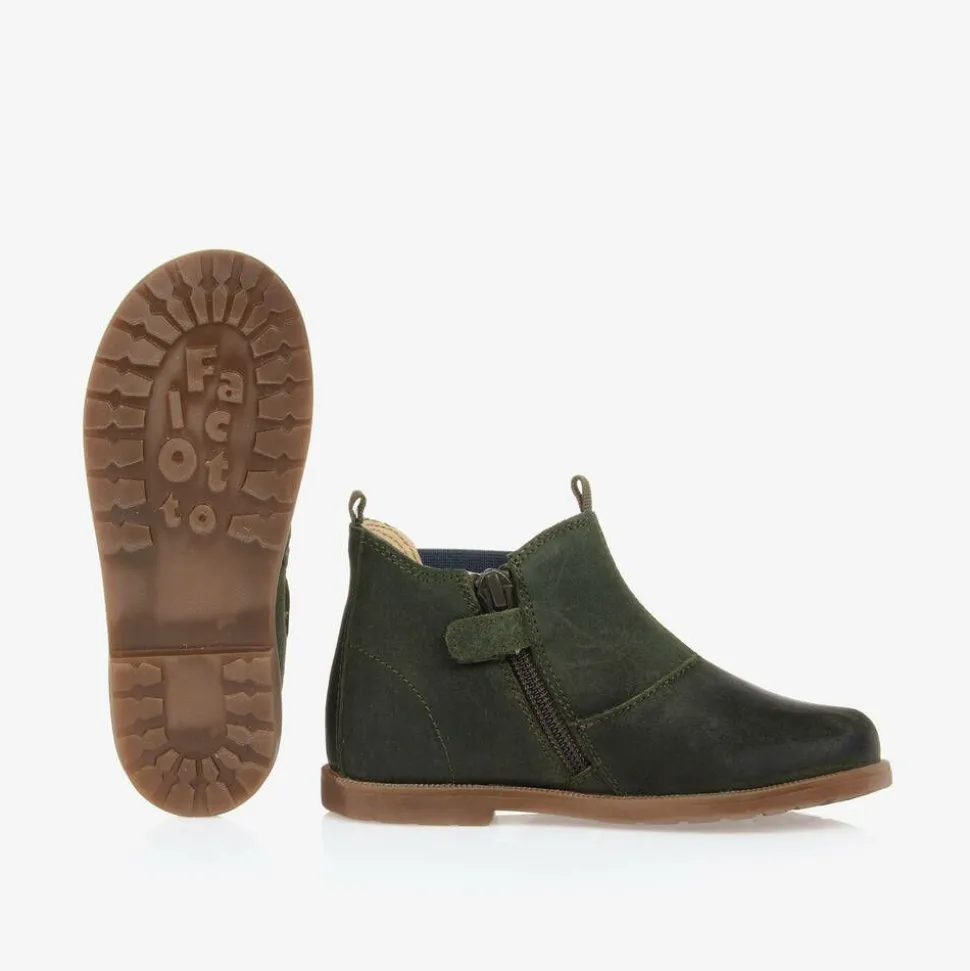 Boys Green Suede Leather Boots