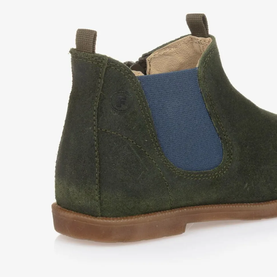 Boys Green Suede Leather Boots