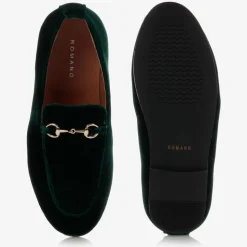 Boys Green Velvet Loafers