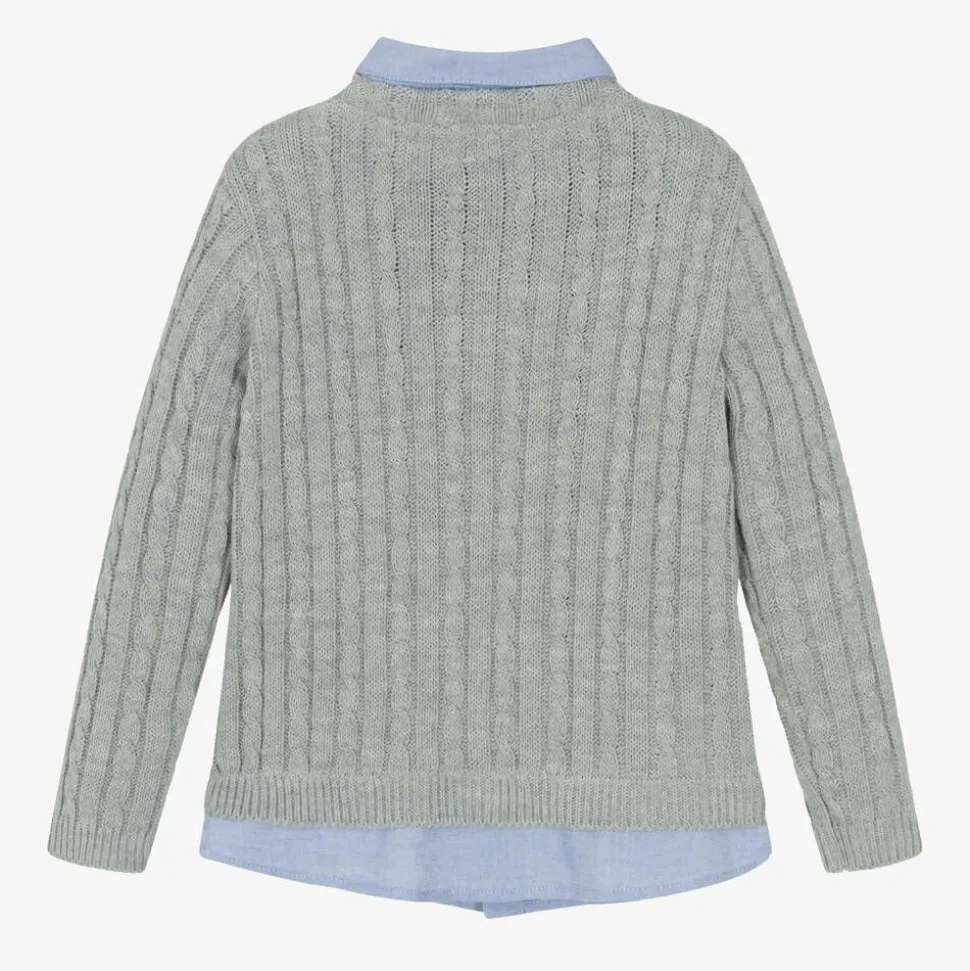 Boys Grey Cable Knit Sweater