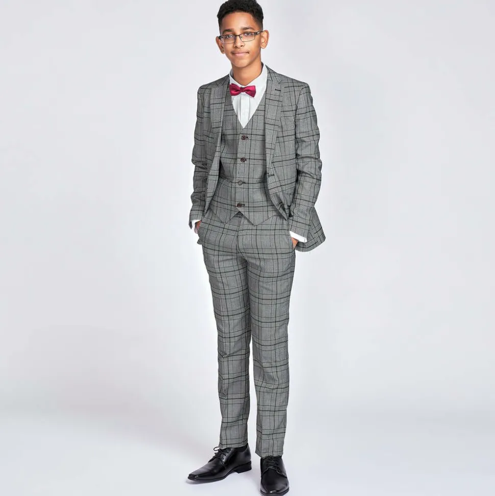Boys Grey Check Suit