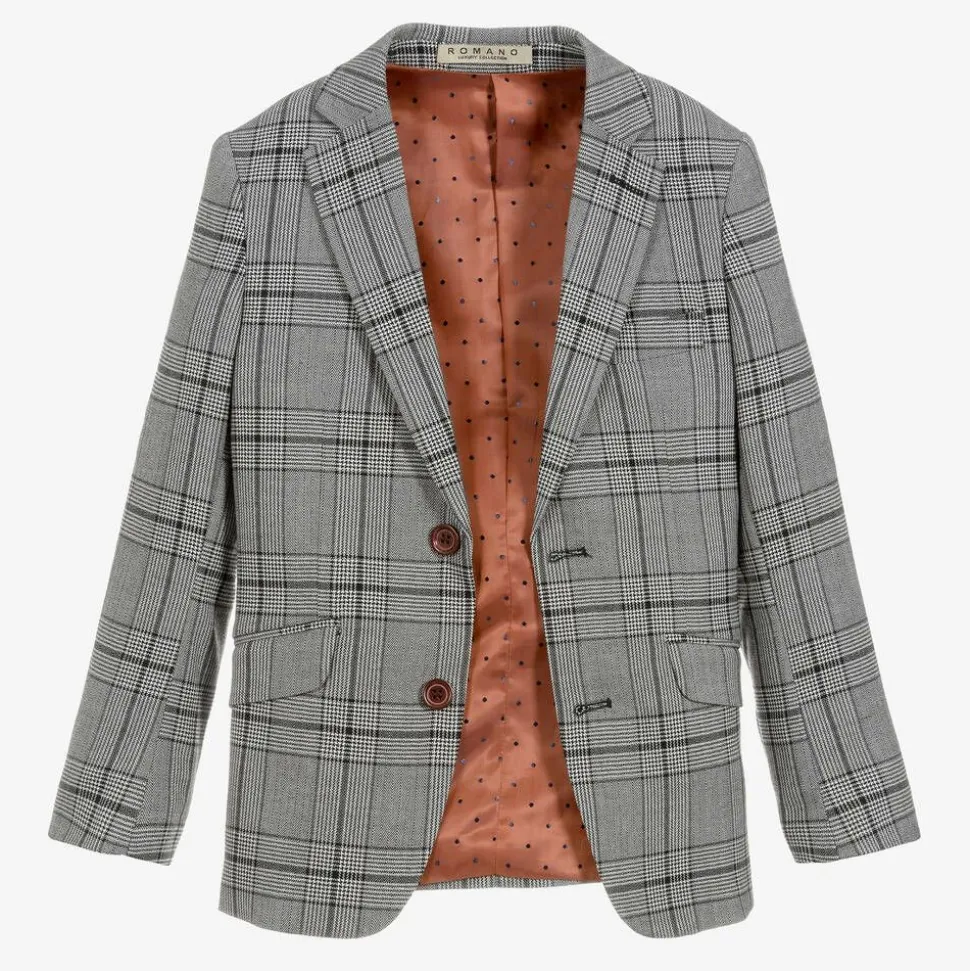 Boys Grey Check Suit