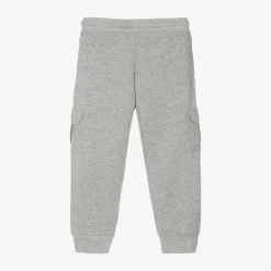 Boys Grey Cotton Cargo Joggers