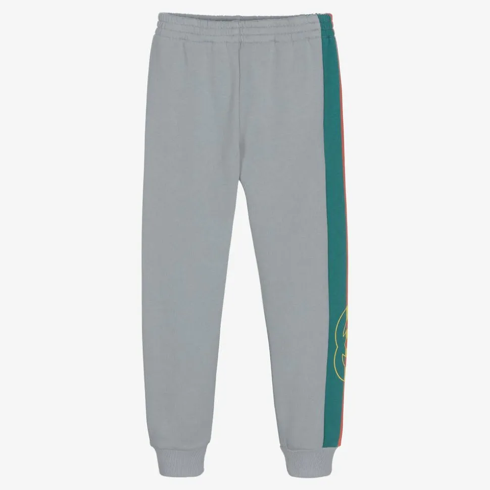 Boys Grey Cotton Logo Joggers