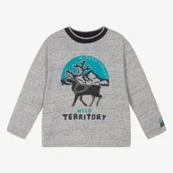 Boys Grey Cotton Moose Top