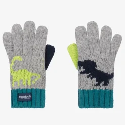 Boys Grey Dinosaur Gloves