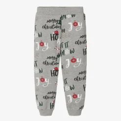 Boys Grey Festive Cotton Joggers