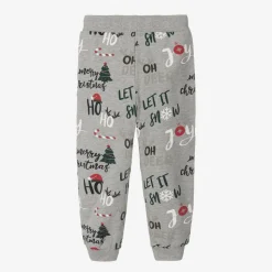 Boys Grey Festive Cotton Joggers