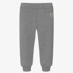 Boys Grey Logo Tape Cotton Joggers