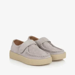 Boys Grey Suede Leather Loafers
