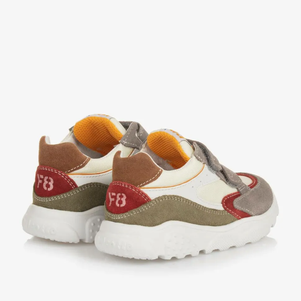 Boys Grey Suede Leather Velcro Trainers