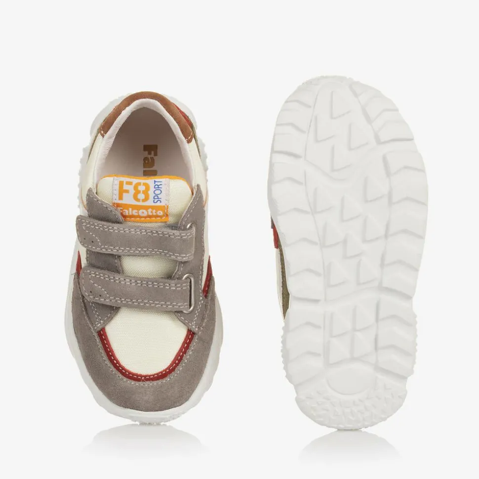 Boys Grey Suede Leather Velcro Trainers