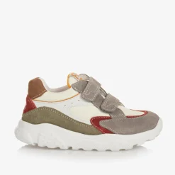 Boys Grey Suede Leather Velcro Trainers
