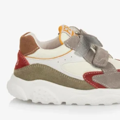 Boys Grey Suede Leather Velcro Trainers