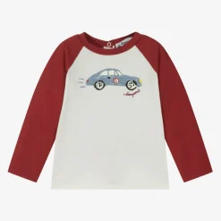 Boys Ivory & Red Cotton Car Print Top
