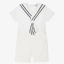 Boys Ivory Cotton Sailor Buster Suit