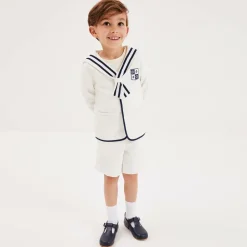 Boys Ivory Herringbone Sailor Shorts Suit