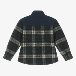 Boys Navy Blue Check Shacket