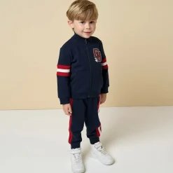 Boys Navy Blue Cotton Varsity Tracksuit