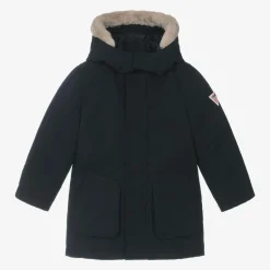 Boys Navy Blue Down-Filled Parka Coat