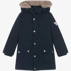 Boys Navy Blue Down-Filled Parka Coat