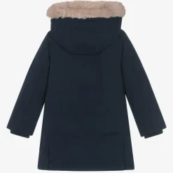Boys Navy Blue Down-Filled Parka Coat