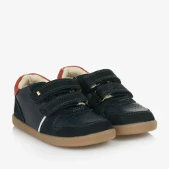 Boys Navy Blue Leather Trainers