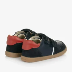 Boys Navy Blue Leather Trainers