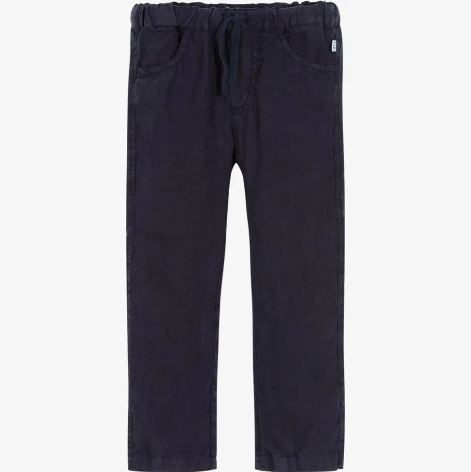 Boys Navy Blue Linen Trousers