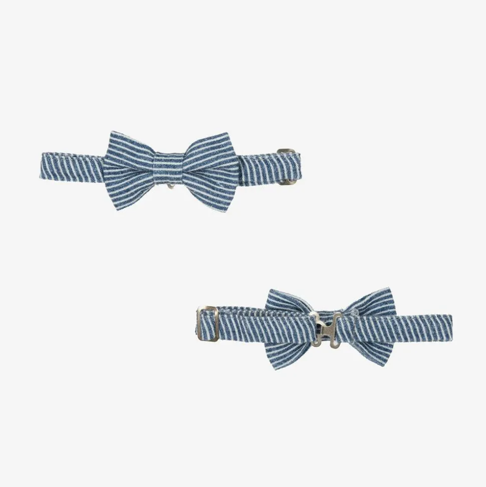 Boys Navy Blue Stripe Cotton Shorts Suit