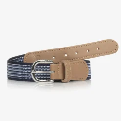 Boys Navy Blue Striped Belt