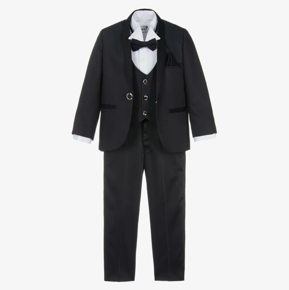 Boys Navy Blue Tuxedo Suit