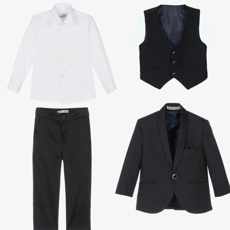 Boys Navy Blue Tuxedo Suit