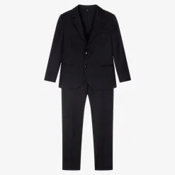 Boys Navy Blue Wool Single-Breasted Suit