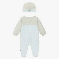 Boys Pale Blue Cotton Babysuit Set
