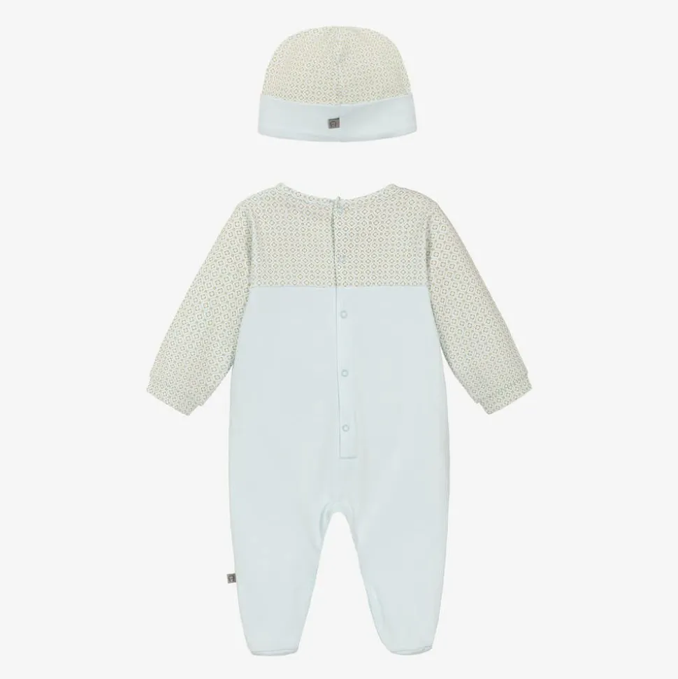 Boys Pale Blue Cotton Babysuit Set