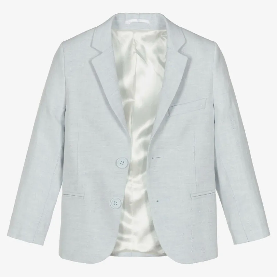 Boys Pale Blue Cotton Shorts Suit