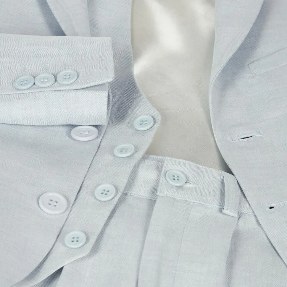 Boys Pale Blue Cotton Shorts Suit